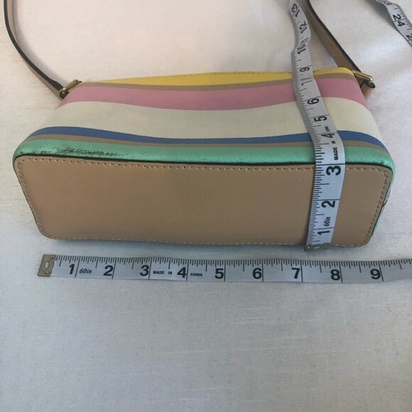 Kate Spade White, Pink, Yellow & Blue Stripped Leather Crossbody  Purse - Picture 13 of 16
